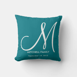 Schwarz-Weiß-Monogram-Hochzeitsplatz Kissen