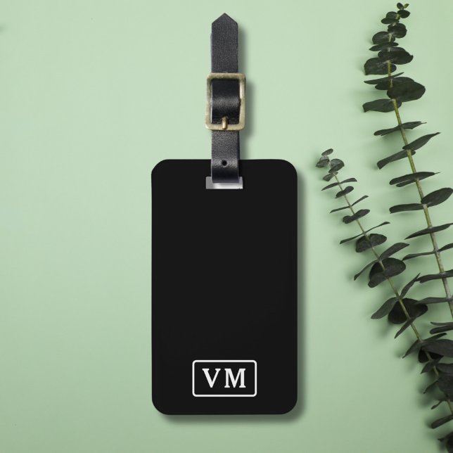 Schwarz-Weiß-Monogram-kundenspezifisch Gepäckanhänger (Black and White Monogram Luggage Tag)
