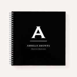 Schwarz-Weiß-Monogram-Notebook | Minimalistischer Notizbuch