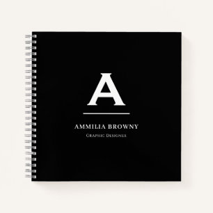 Schwarz-Weiß-Monogram-Notebook   Minimalistischer  Notizbuch