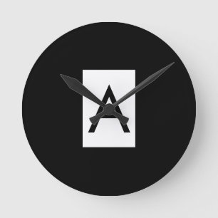 Schwarz-Weiß-Monogramm Anfangsbuchstabe Modern Sch Runde Wanduhr