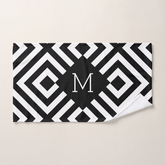 Schwarz-Weiß-Monogramm Badhandtuch Set (Handtuch)