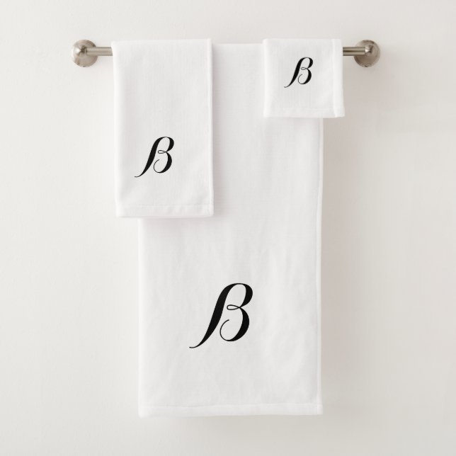 Schwarz-Weiß-Monogramm Badhandtuch Set (Insitu)