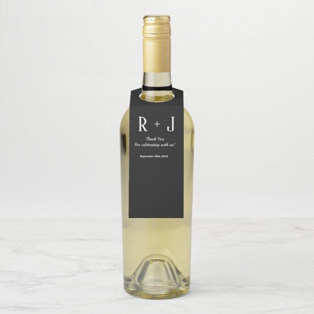 Schwarz-Weiß-Monogramm Danke, dass du dich für die Flaschenanhänger (Auf Flasche)