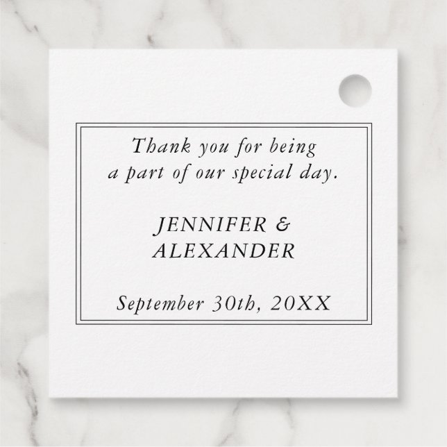 Schwarz-Weiß-Monogramm-Doppelnamen Einfach Geschenkanhänger (Rückseite)