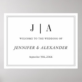 Schwarz-Weiß-Monogramm-Doppelnamen Einfach Poster