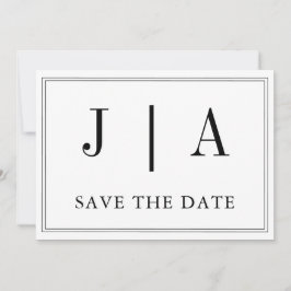 Schwarz-Weiß-Monogramm-Doppelnamen Einfach Save The Date