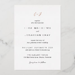 Schwarz-Weiß-Monogramm-Elegant-Hochzeit Folieneinladung