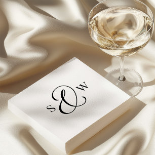 Schwarz-Weiß-Monogramm Et-Zeichen   Luxus-Hochzeit Serviette