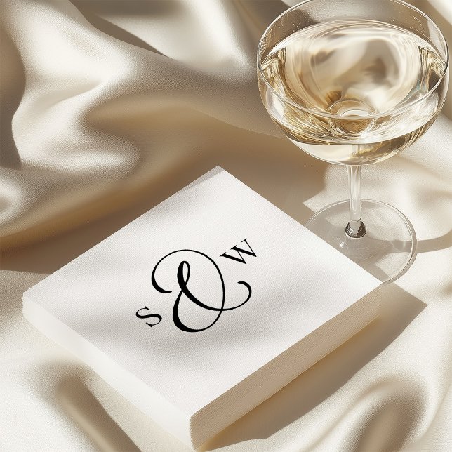 Schwarz-Weiß-Monogramm Et-Zeichen | Luxus-Hochzeit Serviette (Von Creator hochgeladen)
