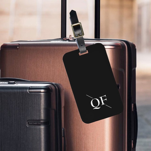 Schwarz-Weiß-Monogramm Gepäckanhänger (Von Creator hochgeladen)