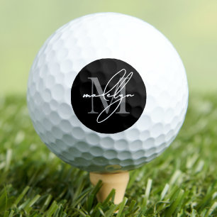 Schwarz Weiß Monogramm Golfball