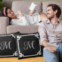 Schwarz-Weiß-Monogramm-griechische Schlüsselgrenze