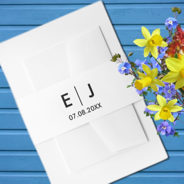 Schwarz-Weiß-Monogramm-Hochzeit Einladungsbanderole (Von Creator hochgeladen)