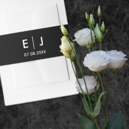 Schwarz-Weiß-Monogramm-Hochzeit Einladungsbanderole