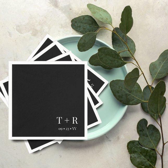 Schwarz-Weiß-Monogramm-Hochzeit Serviette (Von Creator hochgeladen)