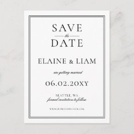 Schwarz-Weiß-Monogramm-Hochzeit speichern Sie das  Ankündigungspostkarte