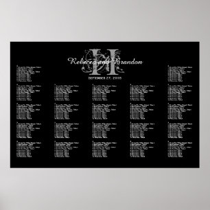 Schwarz-Weiß-Monogramm-Hochzeitstabelle Poster