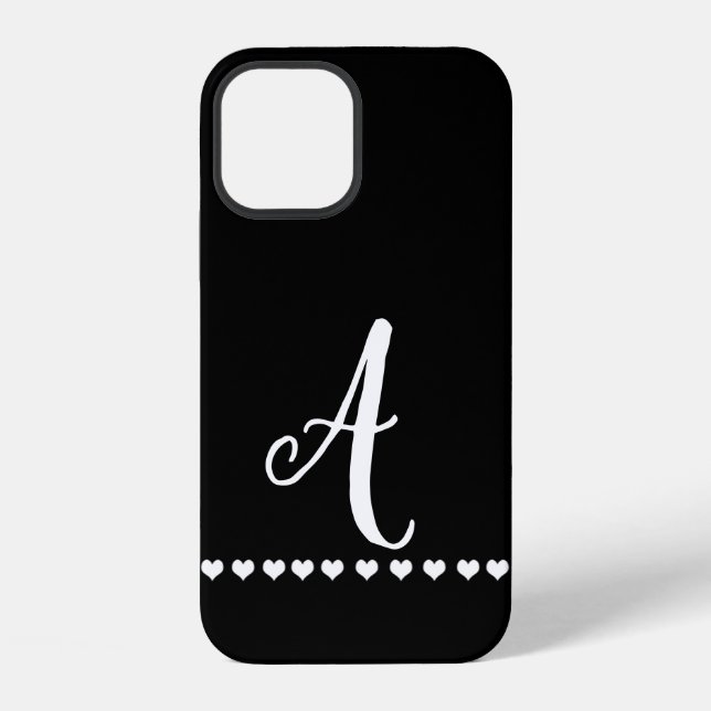 Schwarz-Weiß-Monogramm-Initiale iPhone Hülle (Rückseite)