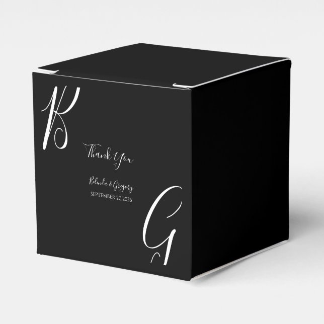 Schwarz-Weiß-Monogramm-Initialen Hochzeit Geschenkschachtel (Vorderseite)