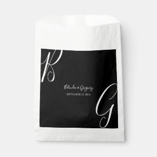 Schwarz-Weiß-Monogramm-Initialen Hochzeit Geschenktütchen