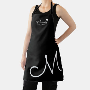 Schwarz-Weiß-Monogramm-Liebe Schürze