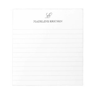 Schwarz-Weiß-Monogramm liniert Notizblock