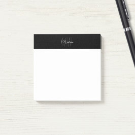 Schwarz-Weiß-Monogramm-Logo Minimalistisch Post-it Klebezettel