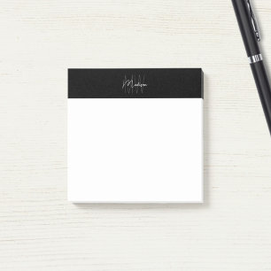 Schwarz-Weiß-Monogramm-Logo Minimalistisch Post-it Klebezettel