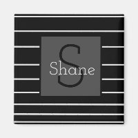 Schwarz-Weiß-Monogramm-Magnet