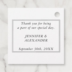 Schwarz-Weiß-Monogramm Moderne einfache Hochzeit Geschenkanhänger