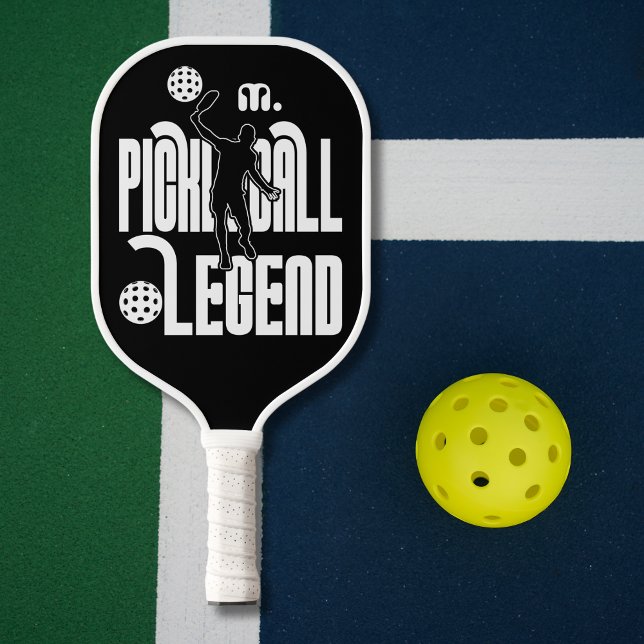 Schwarz-Weiß-Monogramm-Pickleball-Legende Pickleball Schläger (Von Creator hochgeladen)