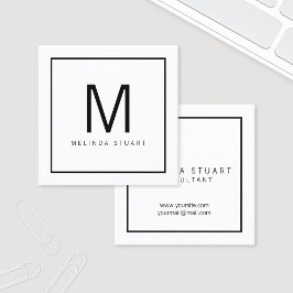 Schwarz-Weiß-Monogramm Quadratische Visitenkarte