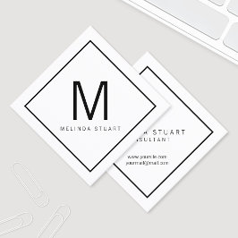 Schwarz-Weiß-Monogramm Quadratische Visitenkarte