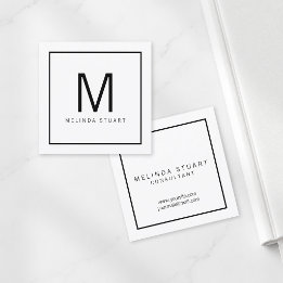 Schwarz-Weiß-Monogramm Quadratische Visitenkarte