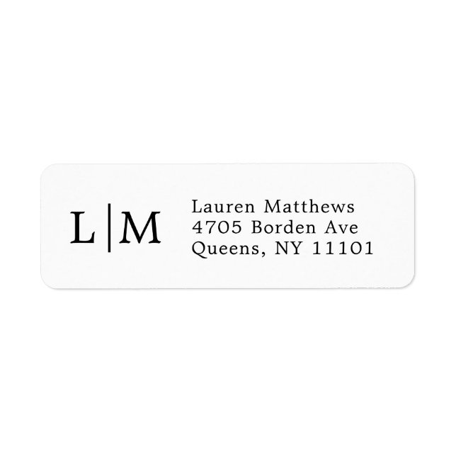 Schwarz-Weiß-Monogramm-Rücksendeadresse (Vorne)