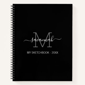 Schwarz-Weiß-Monogramm-Skizzenbuch Notizbuch