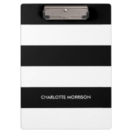 Schwarz-Weiß-Monogramm-Streifen Klemmbrett