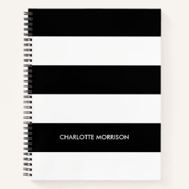 Schwarz-Weiß-Monogramm-Streifen Notizbuch