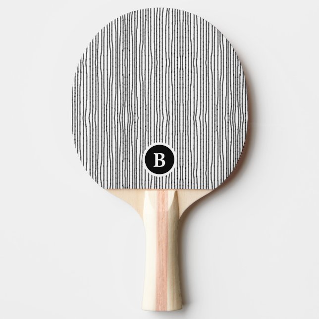 Schwarz-Weiß-Monogramm Tischtennis Schläger (Vorderseite)