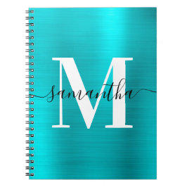 Schwarz-Weiß-Monogramm-Türkisblau Notizblock
