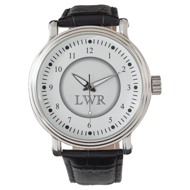Schwarz-Weiß-Monogramm-Uhr Armbanduhr (Vorderseite)
