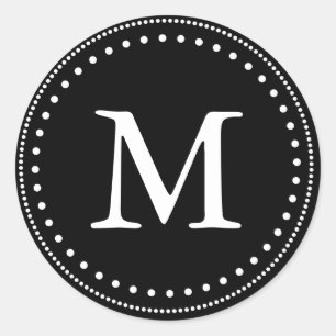 Schwarz-Weiß-Monogramm-Umschlag Aufkleber
