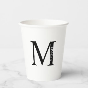 Schwarz-Weiß-Monogramm und Name Pap Pappbecher