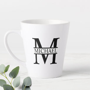 Schwarz-Weiß-Monogramm und Personalisierte Bezeic Milchtasse