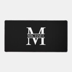 Schwarz-Weiß-Monogramm und Personalisierte Bezeich Schreibtischunterlage