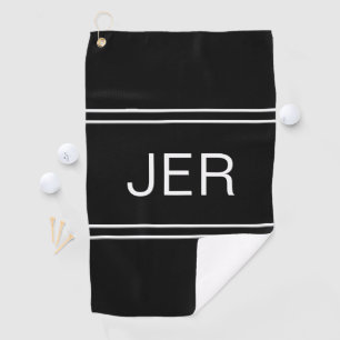 Schwarz-Weiß-Monogramm-Vorlage Golfer Sport Golfhandtuch