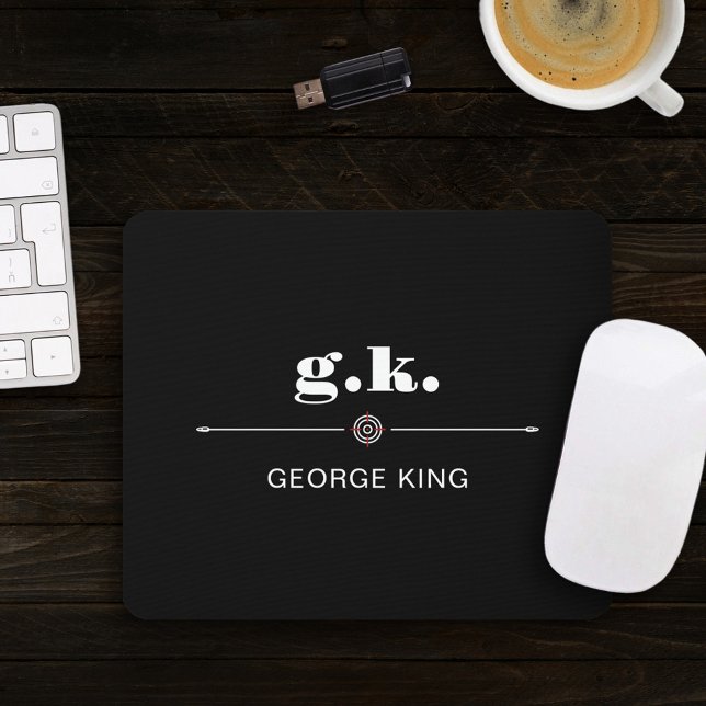 Schwarz-Weiß monogrammiertes Zielfernrohr-Fadenkre Mousepad (Von Creator hochgeladen)