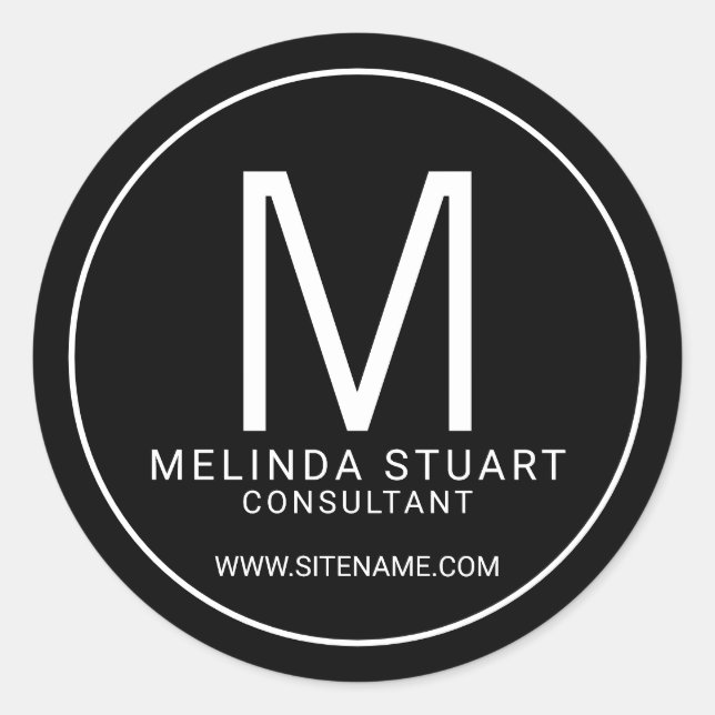 Schwarz-Weiß-Monographie Runder Aufkleber (Vorderseite)