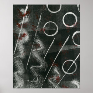 Schwarz-Weiß-Monoprint Abstrakt Poster